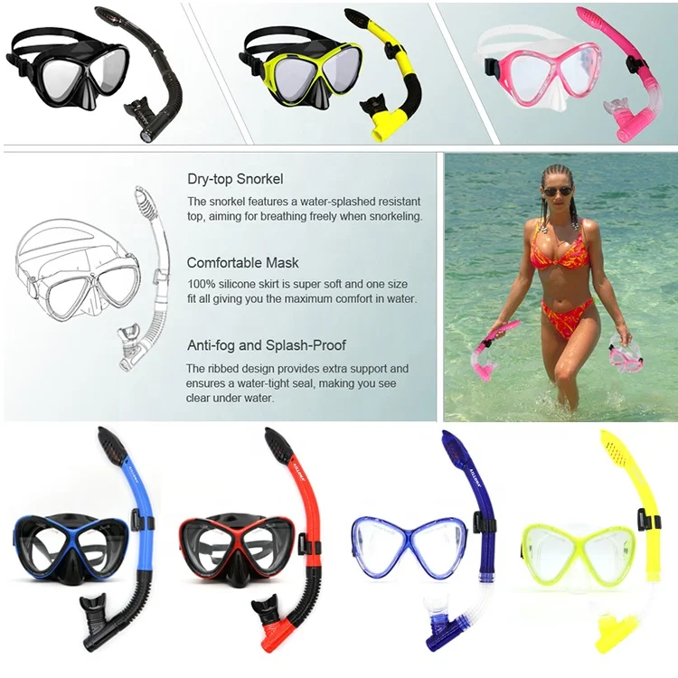 Adult Black Silicone Breathing Smoothly Snorkeling Diving Mask Snorkel Set