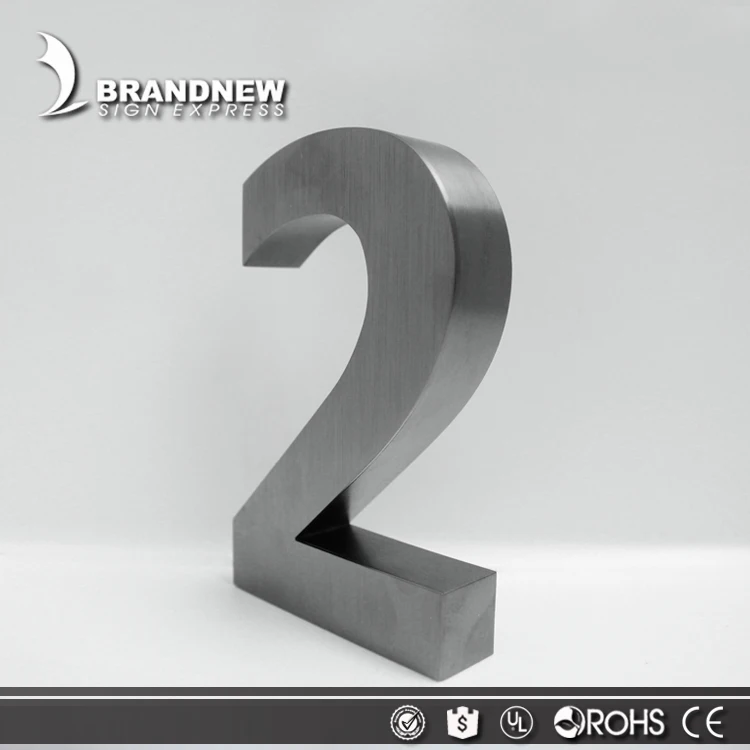 Factory custom brushed surface 3d house number stainless steel numbers