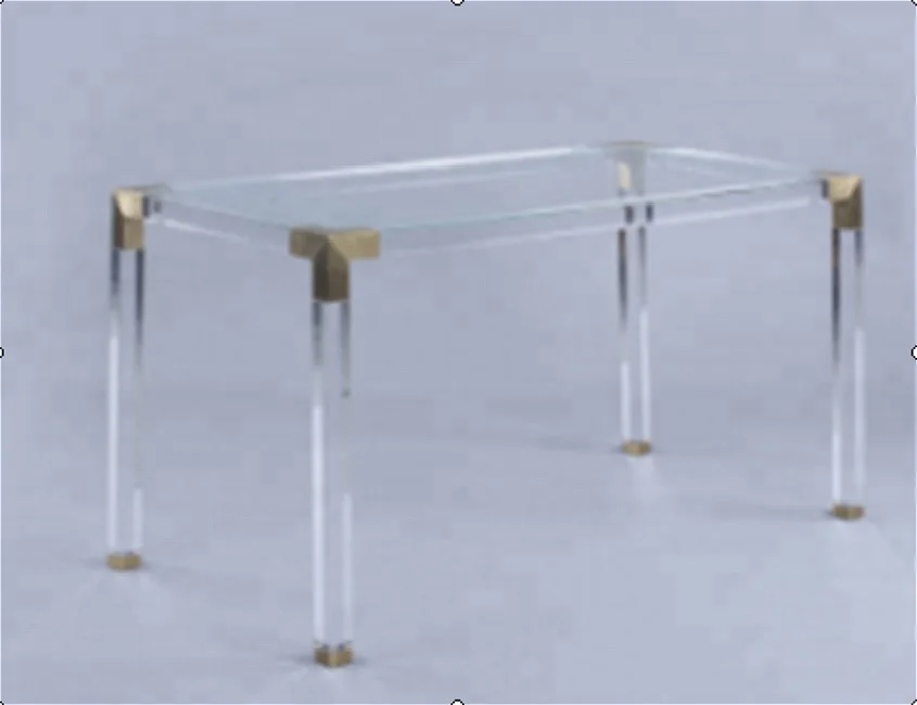 Popular Acrylic Coffee Table with gold metal corner home furniture customized
