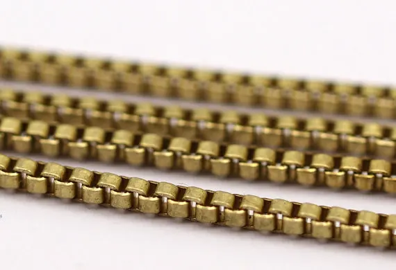 Gold brass metal box chain for necklace in wholesale/small box chain necklace