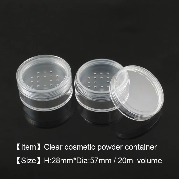 
moq 500pcs TM-ES1837 20ml clear cosmetic loose powder container plastic clear powder case 