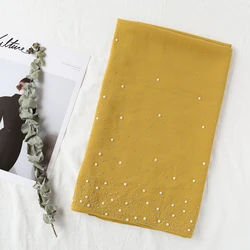 Factory Sale Plain Chiffon With Gold Beads Women Glitter Scarf Luxury Diamond Scarves Hijab
