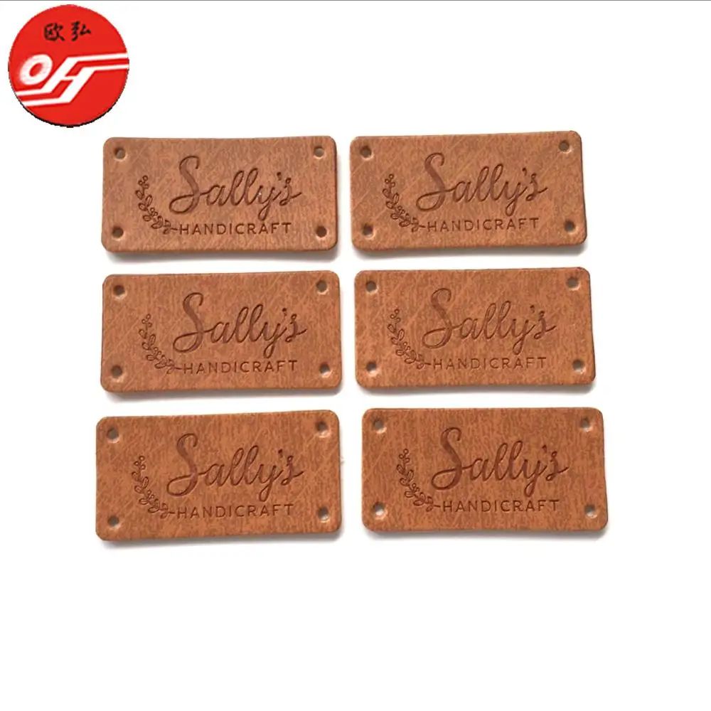 Wholesale Brand Logo Design Leather Label Tag for Bags