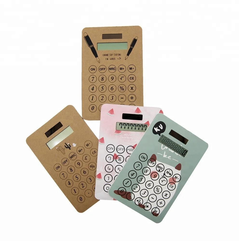 NEW Cute Pink Solar Energy Mini handheld ultra-thin Card Portable Calculator/8 Digits Pocket Calculator