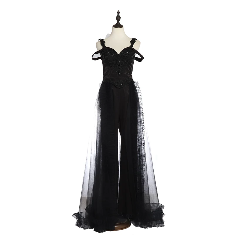 Off the shoulder long gowns party wear hot sale beaded black evening dress