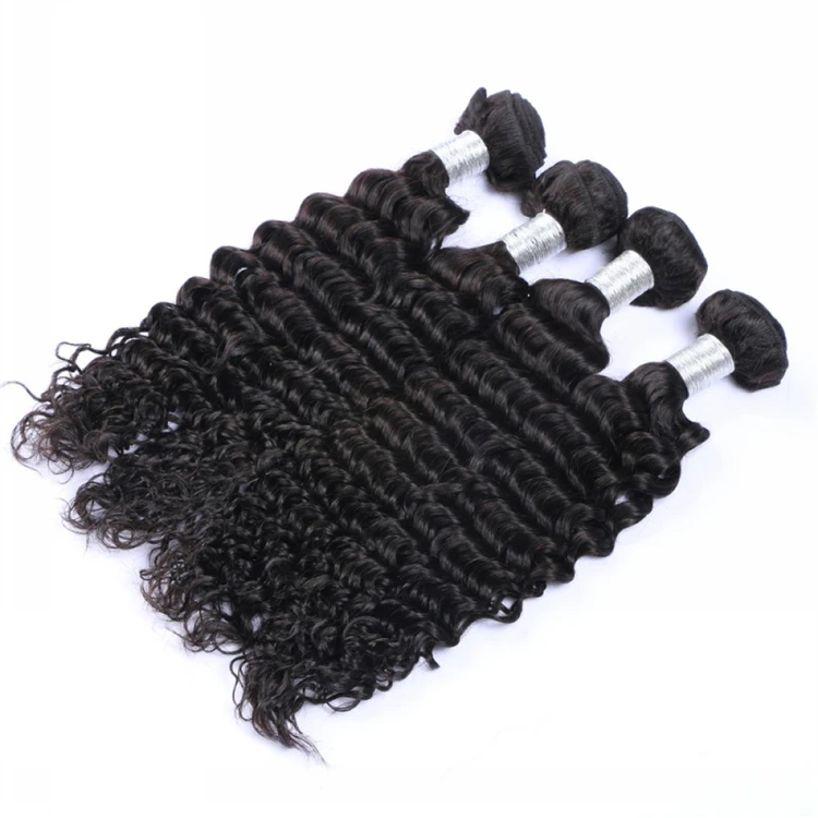 
Wholesale Raw Cuticle Aligned Virgin Deep Wave Hair Bundles , Natural Remy Virgin Raw Indian Temple Hair Vendor 