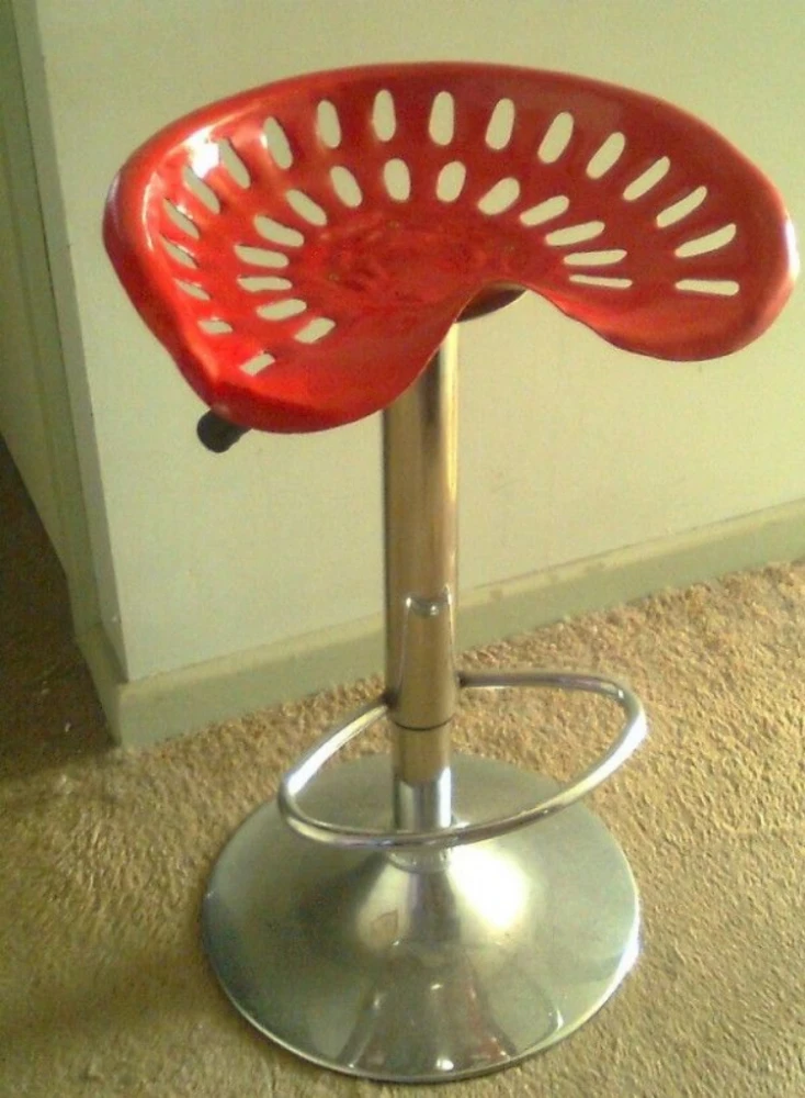 Adjustable Tractor Seat Bar Stools Swivel Chrome Kitchen Breakfast Red