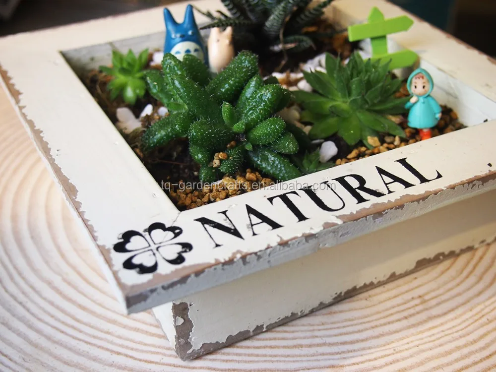 Custom succulent wooden box planter decorative wood pots