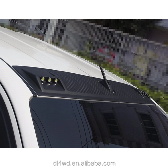 NEW design PP Matte Black car parts LED Front Roof Spoiler For Hi-lux Revo 2017