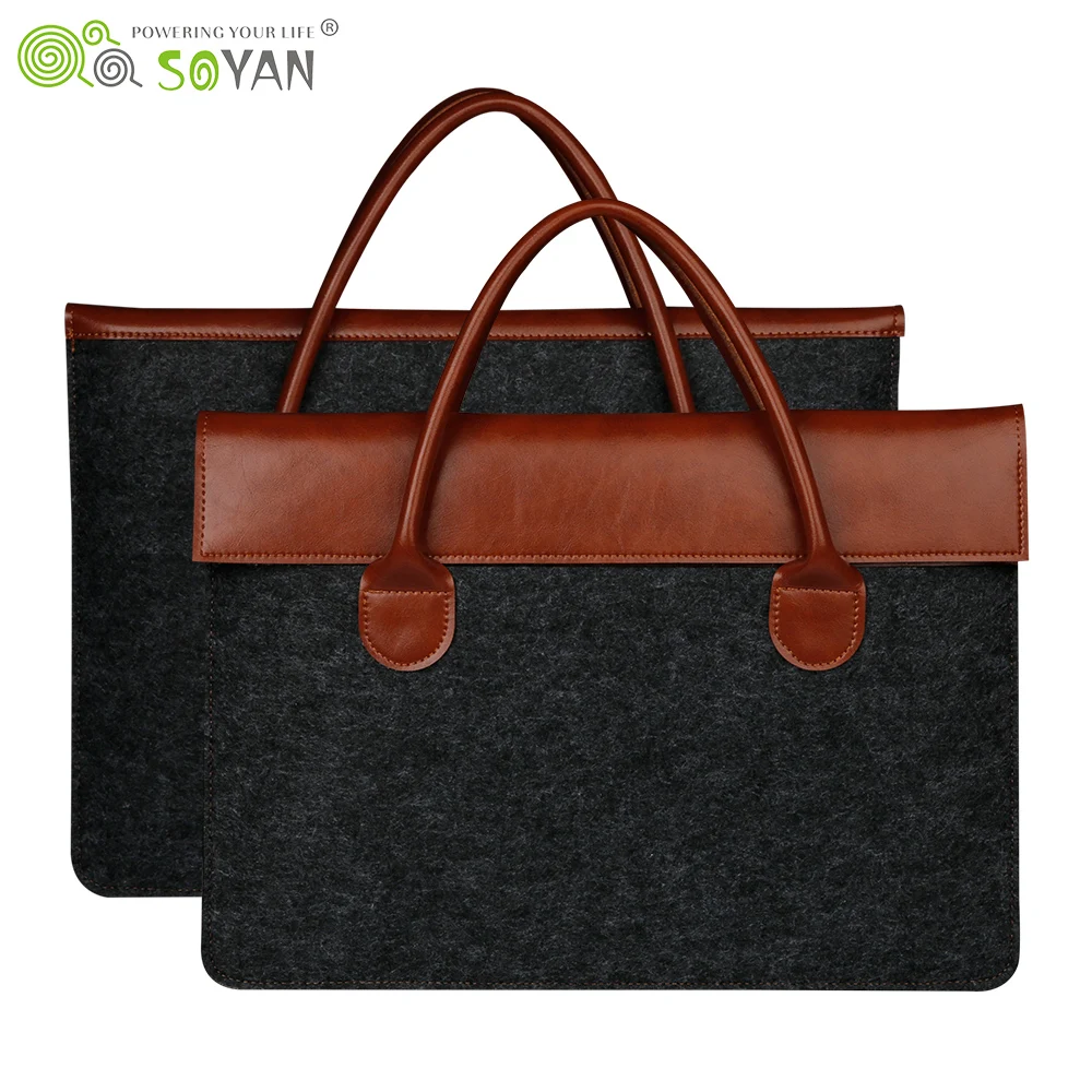 Soyan New Portable Office Felt Fancy Soft Luggage Laptop Bag 13 14 Inch For Macbook Air Case