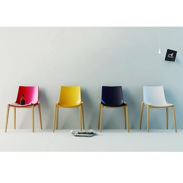 Modern wood leg office pp shell orange dining chair for restaurant use