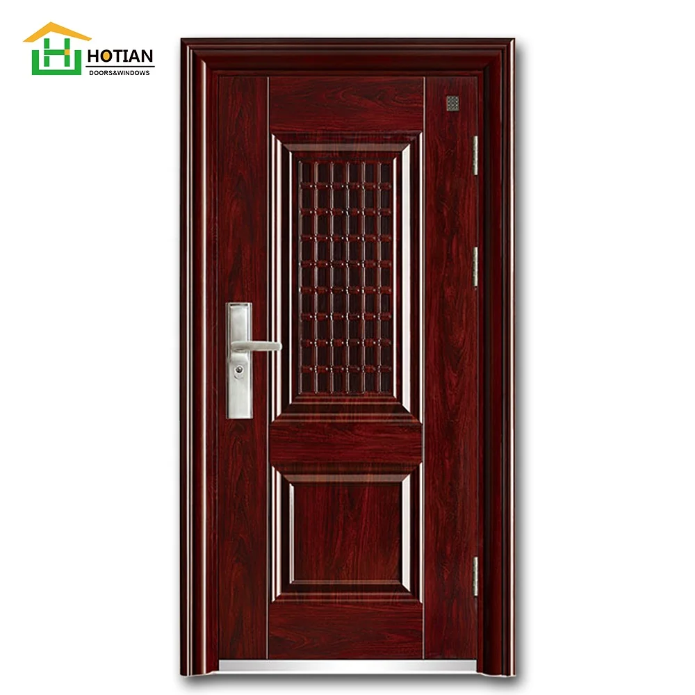 Front Metal Single Anti-theft Security Door Ventilated Security Front Main Entry Steel Door Designs