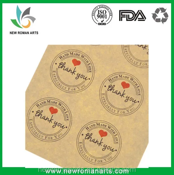 Thank you love self-adhesive stickers kraft label sticker for DIY hand made gift /cake /candy paper tags