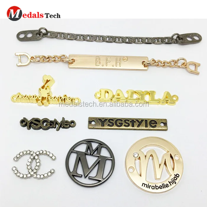 Оптовая продажа, пользовательский модный дизайн, брендовая Выгравированная металлическая этикетка с логотипом для сумок