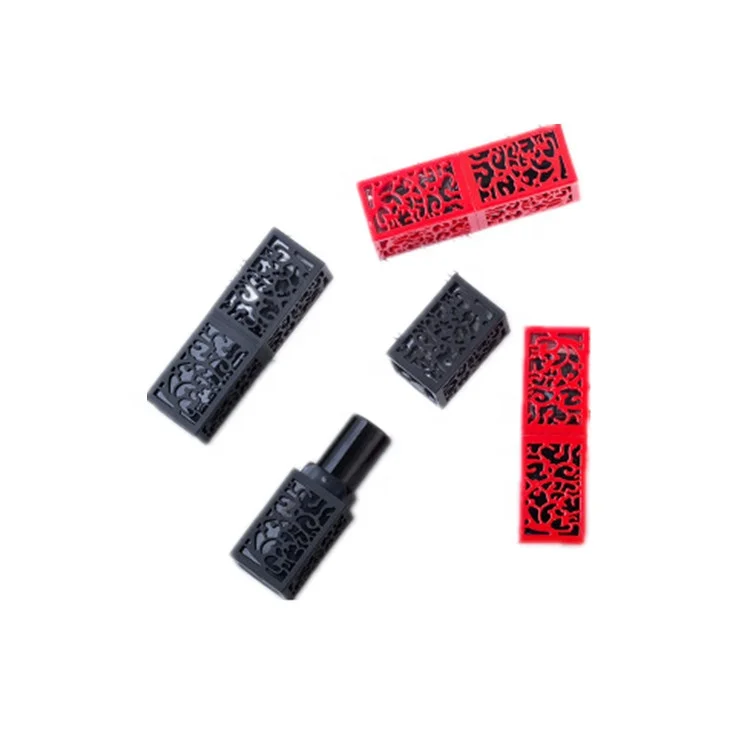 Chinese style Vintage pierced plastic lipstick tubes / black cosmetic packaging tube / custom DIY empty lipgloss tube packaging
