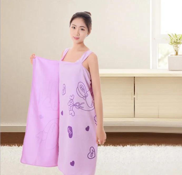 Bath skirt nanofiber 80*135 love rabbit print can wear bath towel beach towel wholesale bathrobe