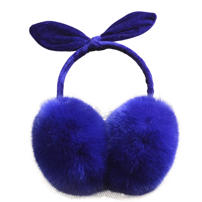 
Winter Autumn Ear Protection Bow Warm Faux Fox Fur Ear Muffs Earflap 