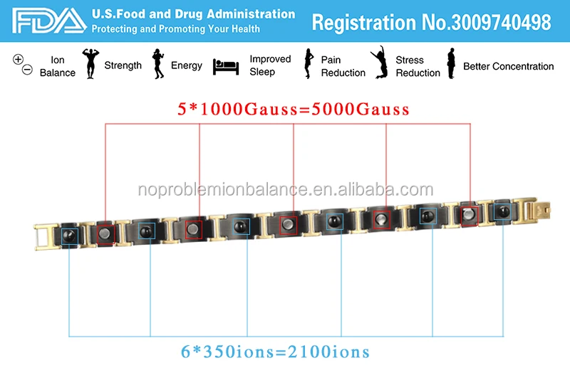 
P099 ions balance energy man charms choker beads tourmaline power germanium stainless steel bracelet 
