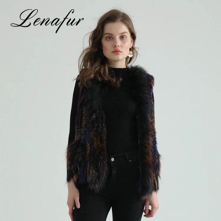 Привлекательный дизайн модные женские с натуральным кроличьим мехом жилет