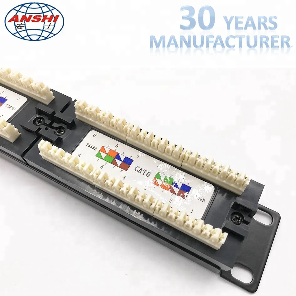  ANSHI CAT6 RJ45 10 дюймов 12 портов 110 idcunэкранированная UTP патч-панель