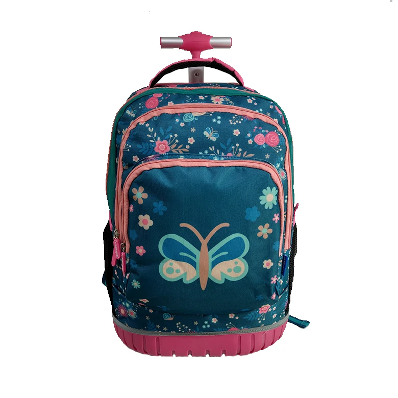 Top level artistic print wheeled trolley backpack bags school waterproof trolley backpack