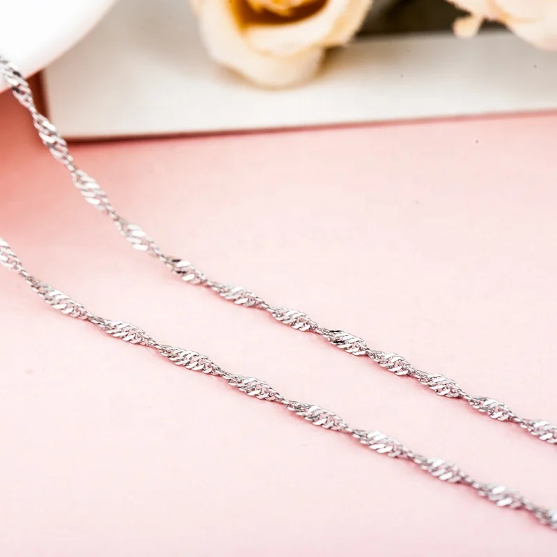 L04 Water Wave Singapore Necklace Factory Direct Sales 925 Sterling Silver Chain in size 16/18/20/22/24inch