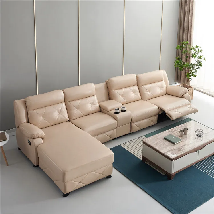 1 Wholesale heated fancy italian modern modular massage furniture living room lounge wooden big l shaped real leather sofa set