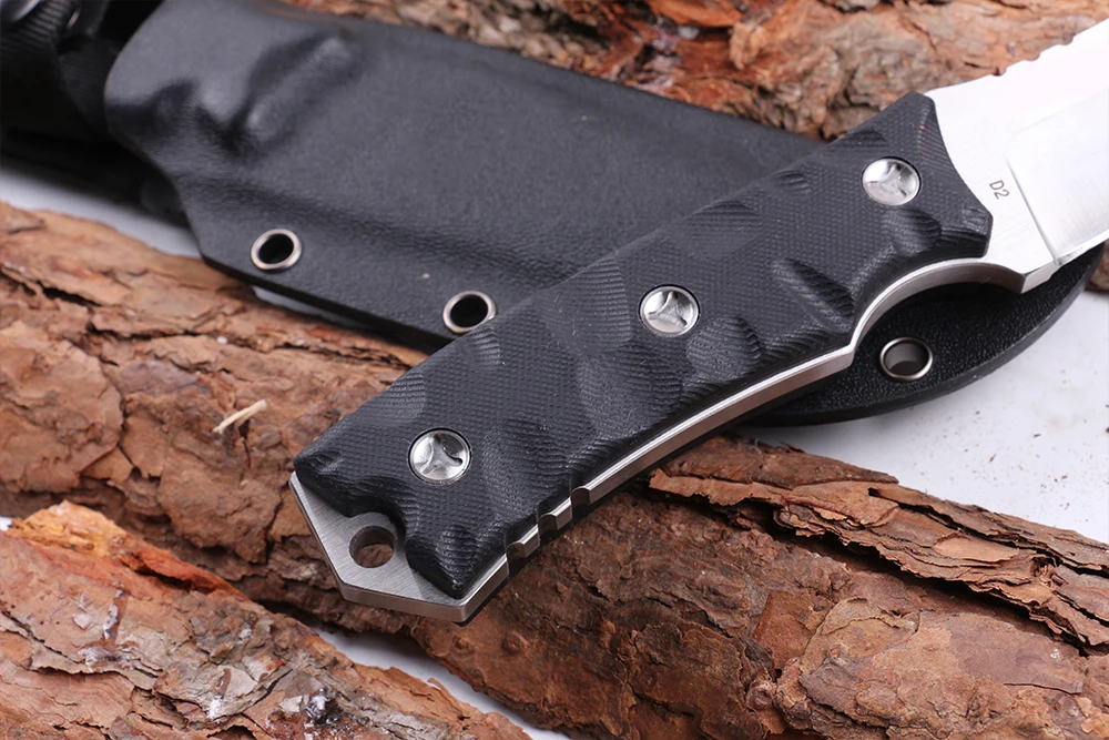 Высококачественный стальной нож D2 с фиксированным лезвием, охотничий нож для выживания с рукояткой G10 и оболочкой Kydex