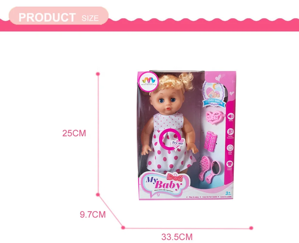 Girl lovely baby 16 inch realistic reborn vinyl doll with 12 sound.