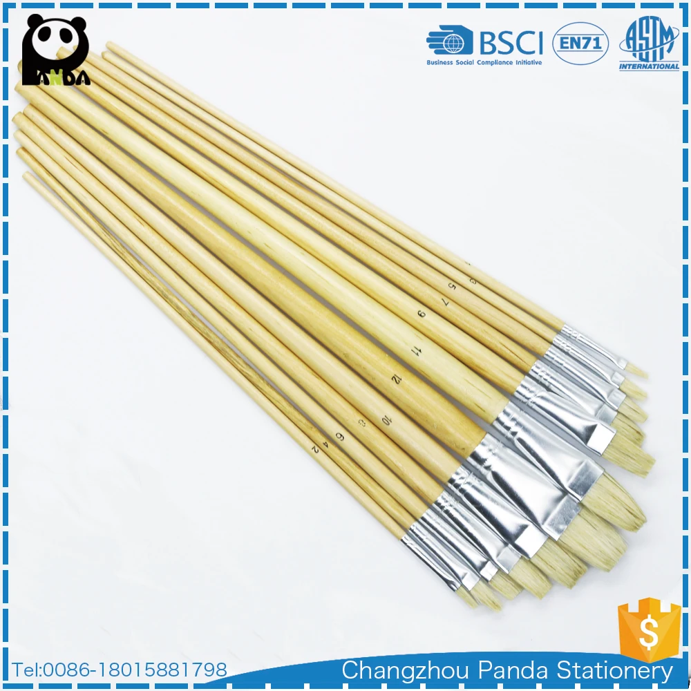 579 Oil And Acrylic Use Educational Hog Bristle Artist Paint Brush Set With Value Pack