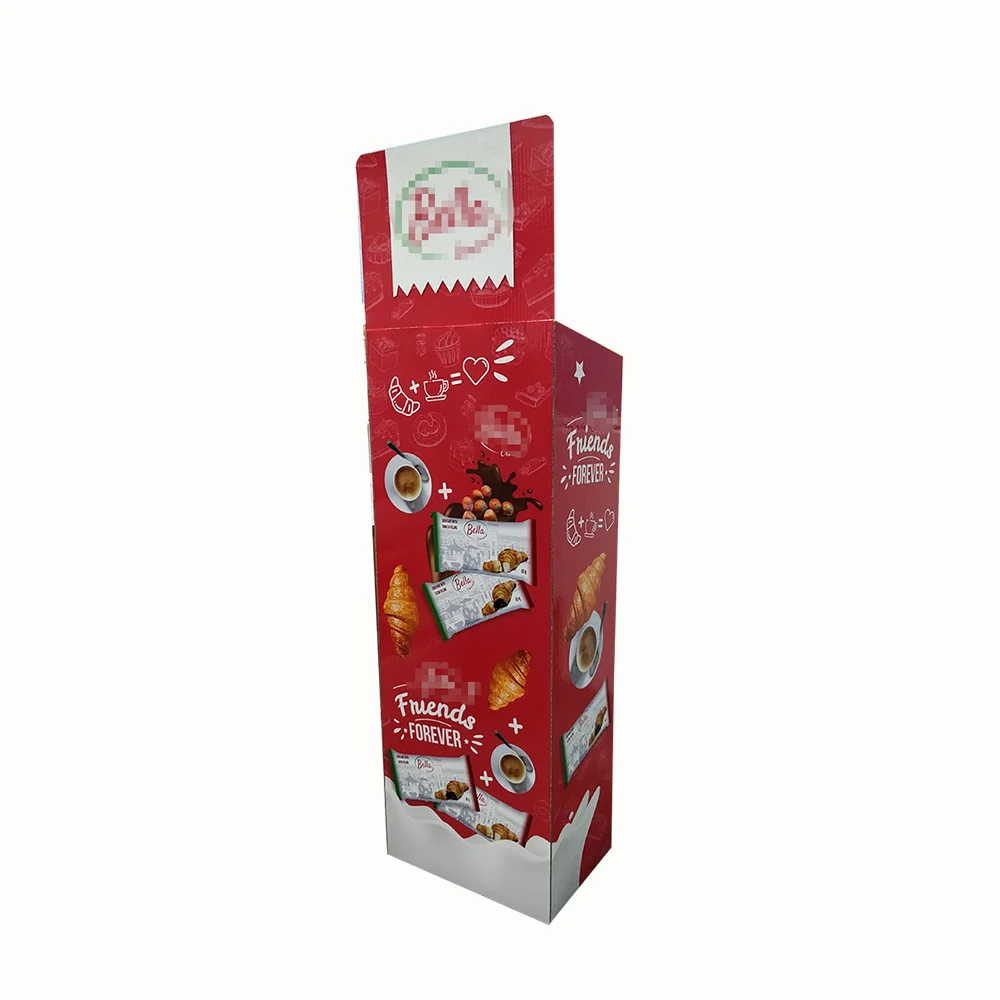 3 Shelf/Tier Paper Cardboard Floor Display Standing for Cookies/Biscuits/Bread/ Chocolate Racks