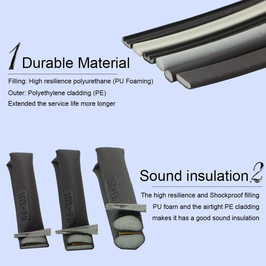 V 03 Self Adhesive PU Foam Tape Cladding C Type Flexible Door Window Seal Sealing Strip Anti Collision Dust proof Weatherstrip