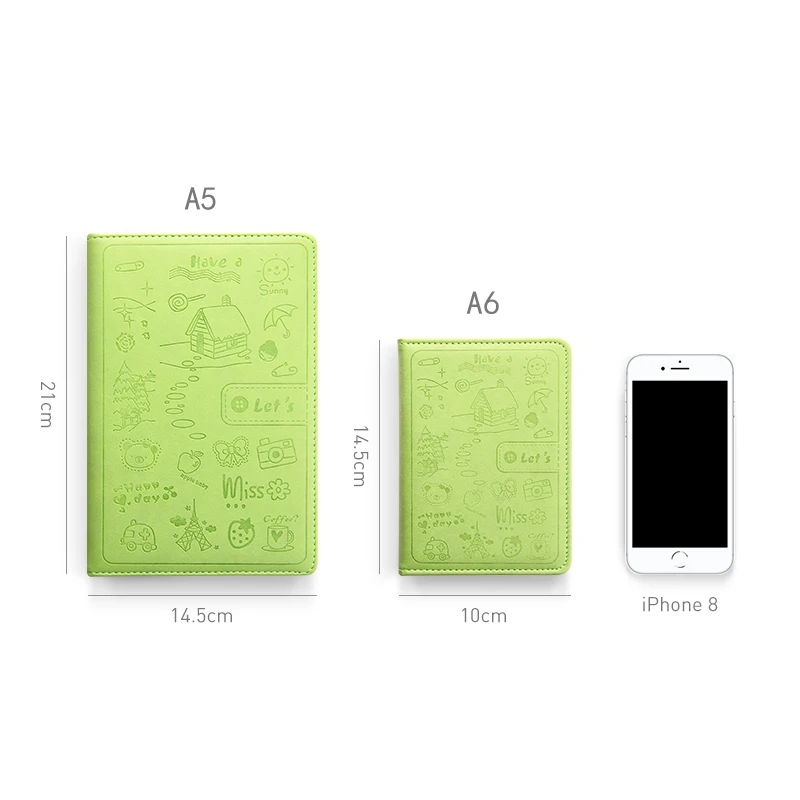 New fashion korea cute A5/A6 PU leather smart pocket notebook and diary student books