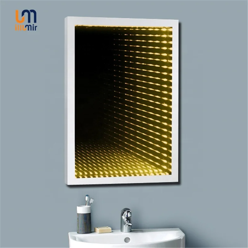 Luxury Hotel Frameless Custom Decorative Wall Mount Shower Bath Bathroom LED infinity mirror