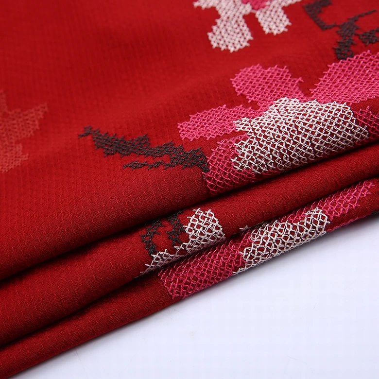 HA-14645B Shaoxing textile all over embroidery floral rayon viscose fabric wholesale