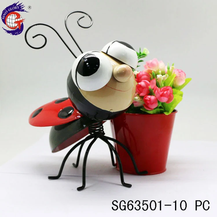 Оптовый заказ сувенир сад металла насекомых с кашпо горшок