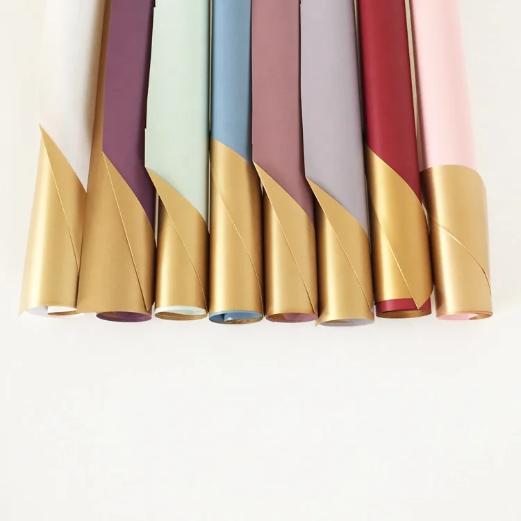 Single face gold flower wrapping bopp film