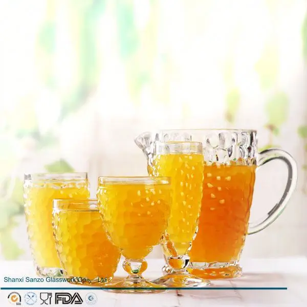 Sanzo Glassware Manufacturer 1.8l new style engraved flowers glass jug & glass pitcher