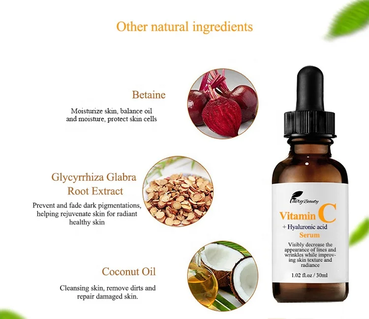 Cosmetics factory OEM freckle fading reduce wrinkle aging whitening vitamin c serum with 15% L- ASCORBIC ACID