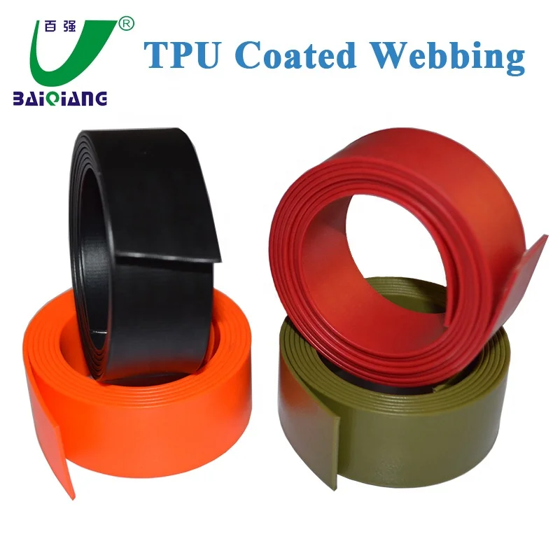 2017 Environmental TPU Coated Flat Nylon Webbing Polyester Webbing with TPU Coating Manufacturer