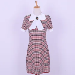 Summer Fit Big Butterfly Knot Stripe Plaids Women Bodycon knitted Sweater Dress women mini dress