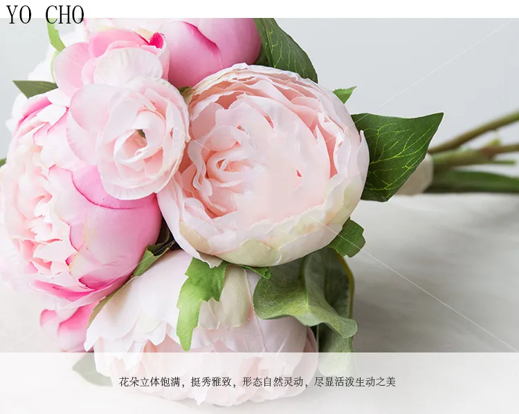 YO CHO wholesale thanksgiving wedding party modern decoration fake blossom real touch large artificial silk latex peony bouquet