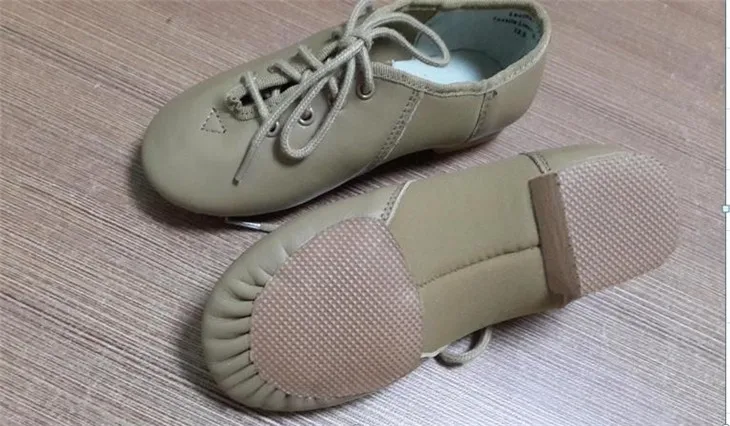 High Quality Professional Custom Logo Split Sole Stretch Leather Jazz Dance Shoes