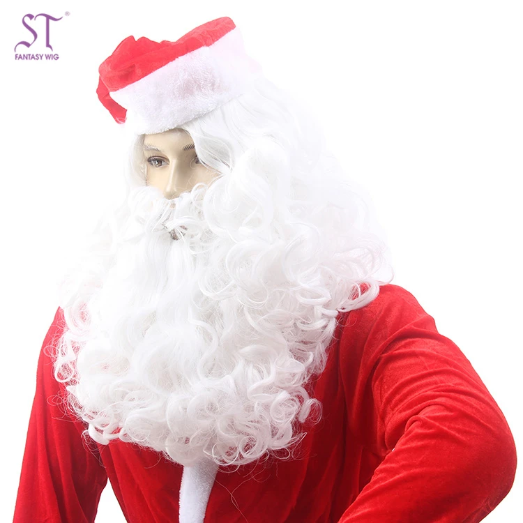 ST Guangzhou Wholesale Cosplay Wig Party Christmas Grandpa Wigs Synthetic Hair Men White Beard Synthetic Hair Wigs With Mustache