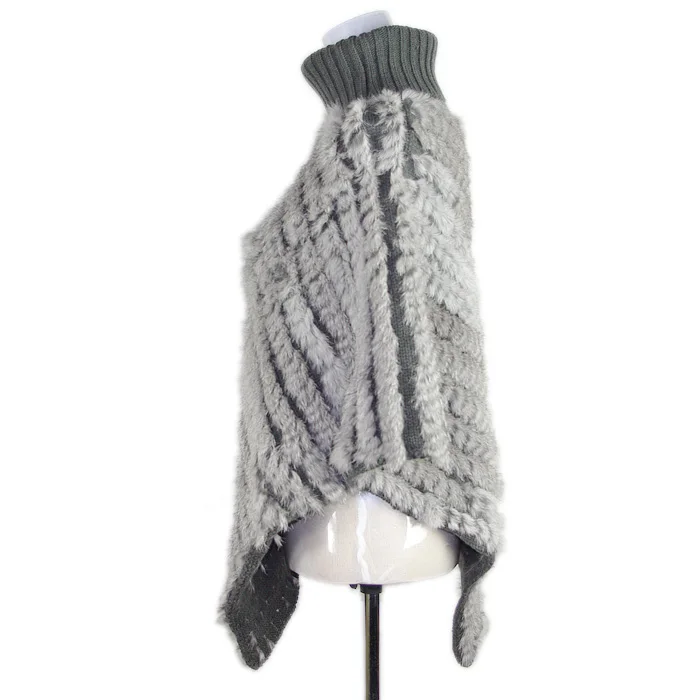 Rabbit fur cape knitted triangle fur cape