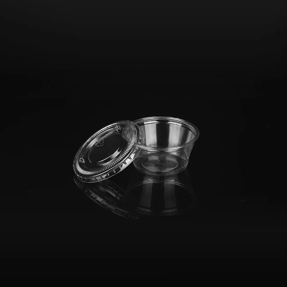 2oz 60ml Disposable Sealable PET Plastic Mini Fruit Jelly Cup PLA Portion Cup With Lid