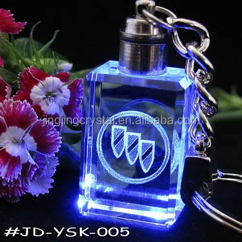Engraved 3D Blank Laser Crystal/glass LED Keychain For wedding
