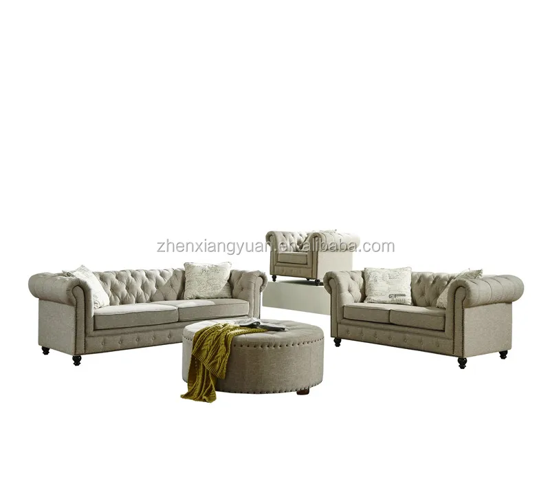 2023  Living room furnitures Victoria Classic Button Tufted Corner sectional fabric Sofa