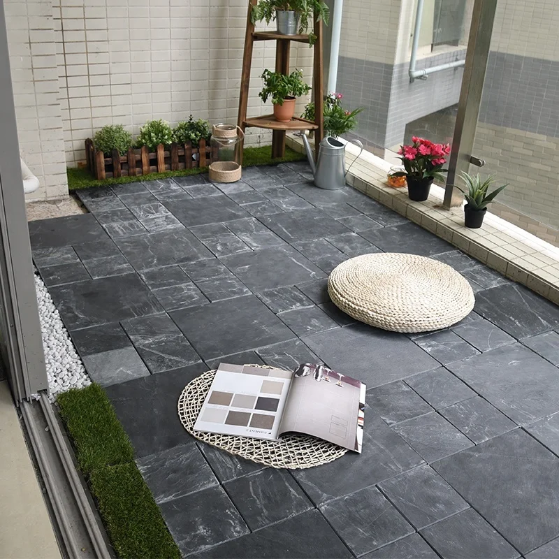 
US standard cheap slate mosaic tile flooring with plastic base for garden decoration 