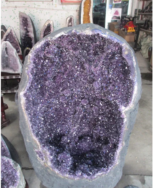 Natural Large Amethyst Geodes For Sale, Associated With Calcite